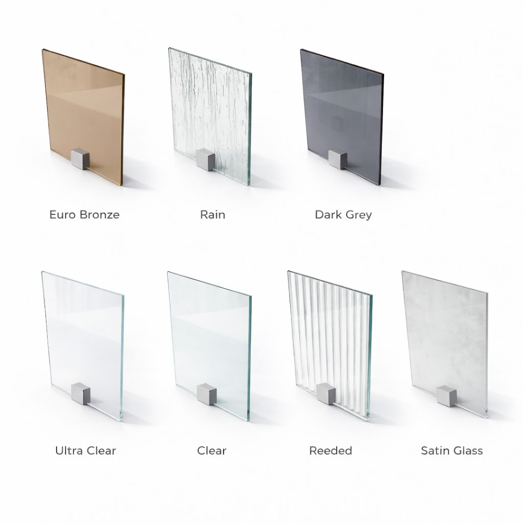 Complete tempered glass sample collection including Satin Glass
